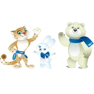 mascotes escolhidas para as Olimpíadas de Inverno de Sochi-2014, na Rússia,