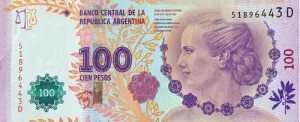 Eva Perón nos 100 pesos argentinos