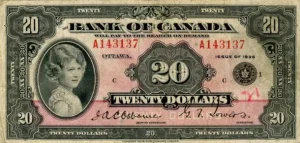 Princesa Elizabeth aos 8 anos no dólar canadense