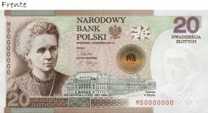 cientista Marie Curie na cédula de 20 mil zloty poloneses